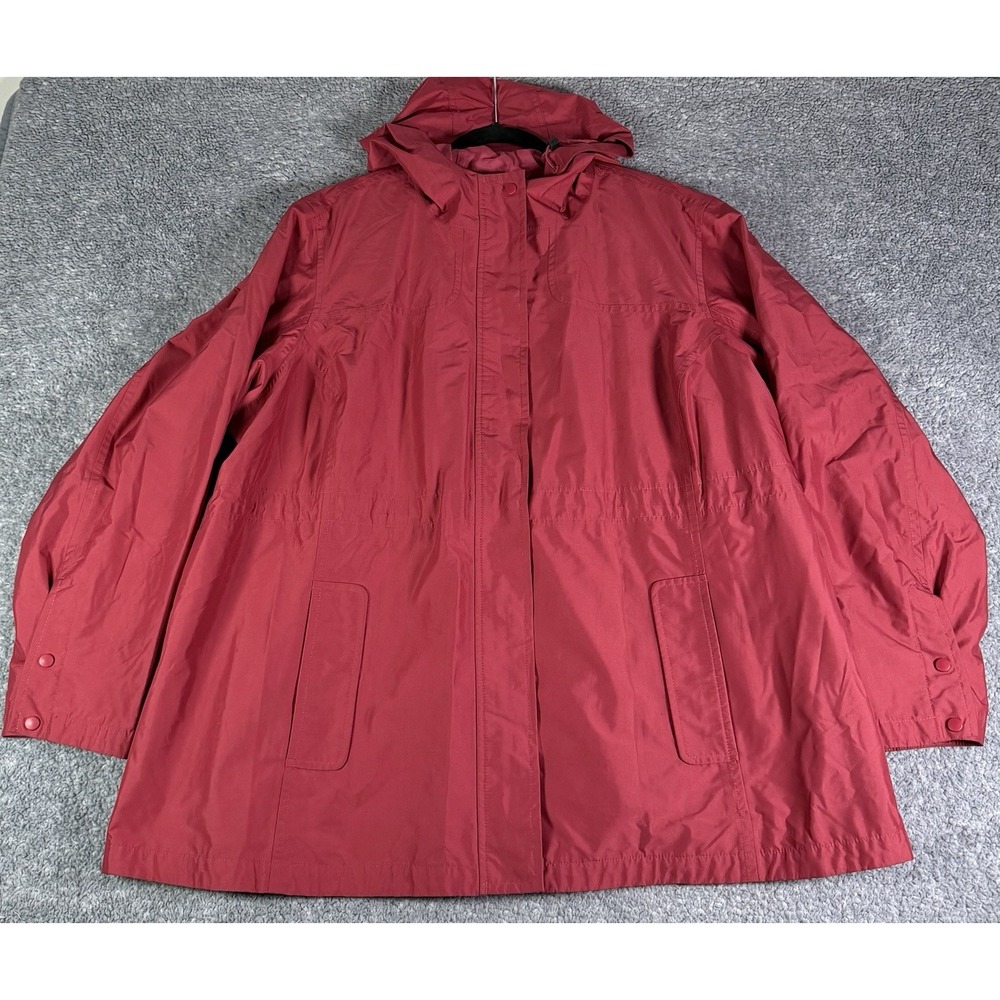 LL Bean Jacket Womens 3X Reg H2OOFF Red Hooded Waterproof Rain Coat Mesh Lined